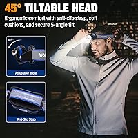 Vista 8 de WORKPRO 1200LM Linterna recargable para cabeza, súper brillante con luz blanca y roja, sensor de movimiento, función de memoria, luz frontal a