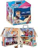PLAYMOBIL Take Along Dollhouse - Portable 2-Story Travel Playset with Furnished Rooms, Figures & Accessories for Kids 4-10