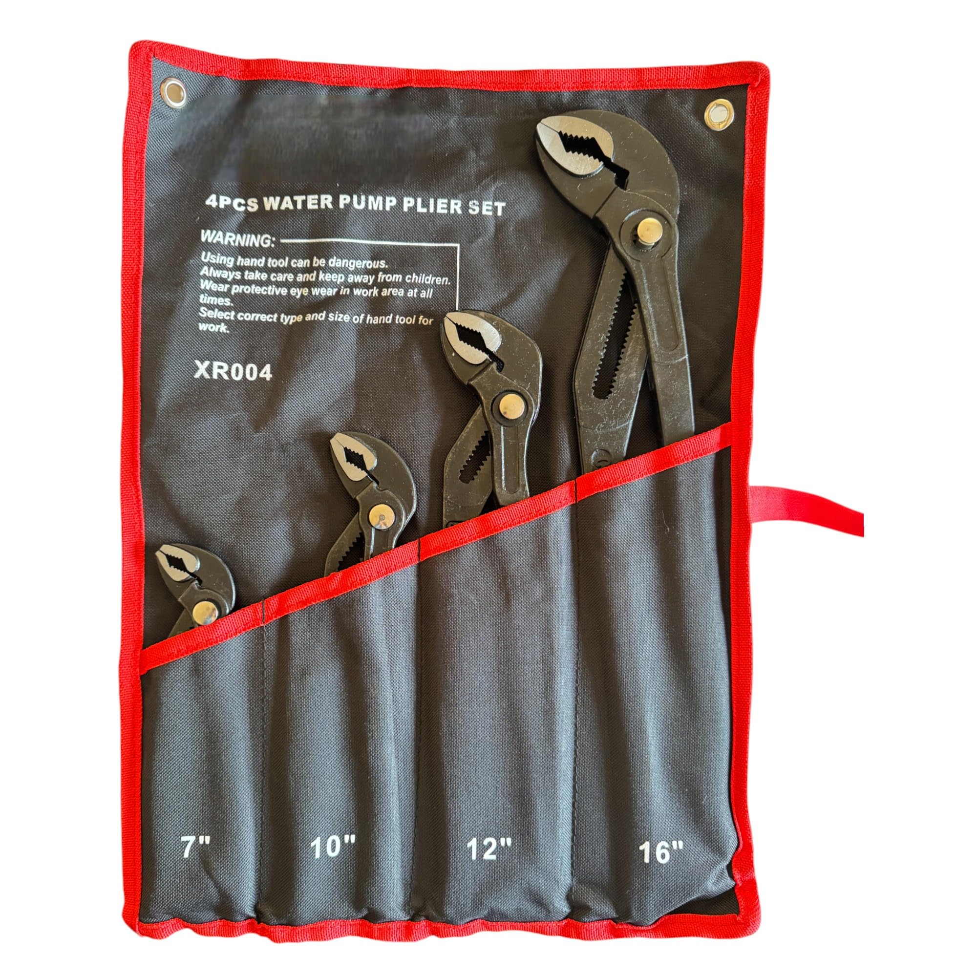 Topolenashop Set 4 Pinze Pappagallo Regolabili 175–250–300–400 mm | Pinze Poligrip con Bottone a Scatto | Chiave Pappagallo per Tubi e Dadi | Uso Professionale XR004