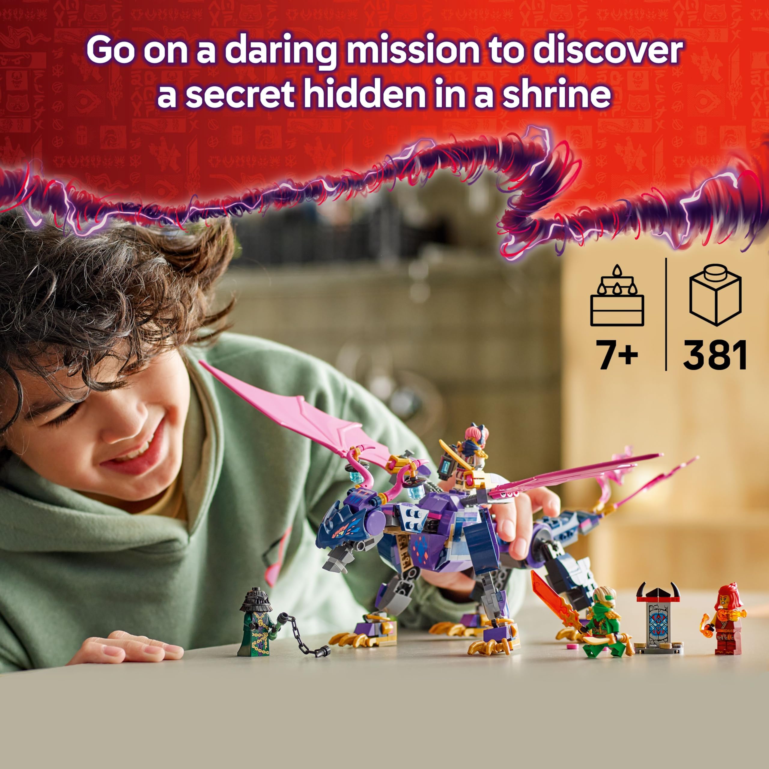 LEGO NINJAGO Rontu the Master Dragon Toy, Posable Dragon Figure with Stud Shooters, incl. Lloyd, Sora & Wyldfyre Minifigures - Image 2