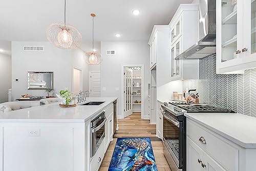 Miniatura 2 de Caroline's Treasures JMA2008HRM2858 - Tapete de pasillo para interiores y exteriores, color blanco noche blanca Marlin, 28 x 58,