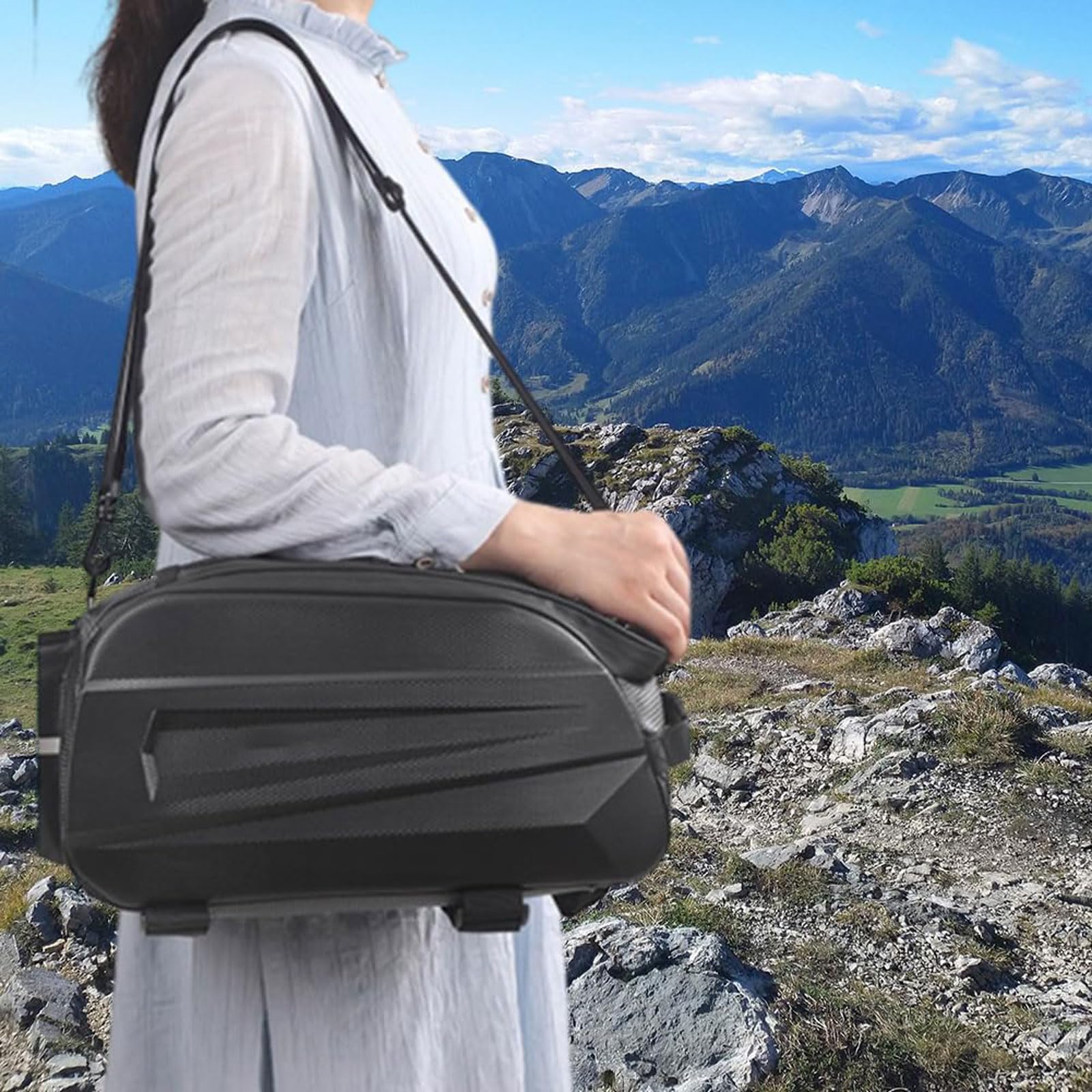 Bolsa para alforja de bicicleta 10L Impermeable Bolsa portaequipajes bicicleta Gran Capacidad con Rayas Reflectantes 3 en 1 Multifuncional Bolsa Asiento Trasero para Lluvia Ciclismo Viajes Camping