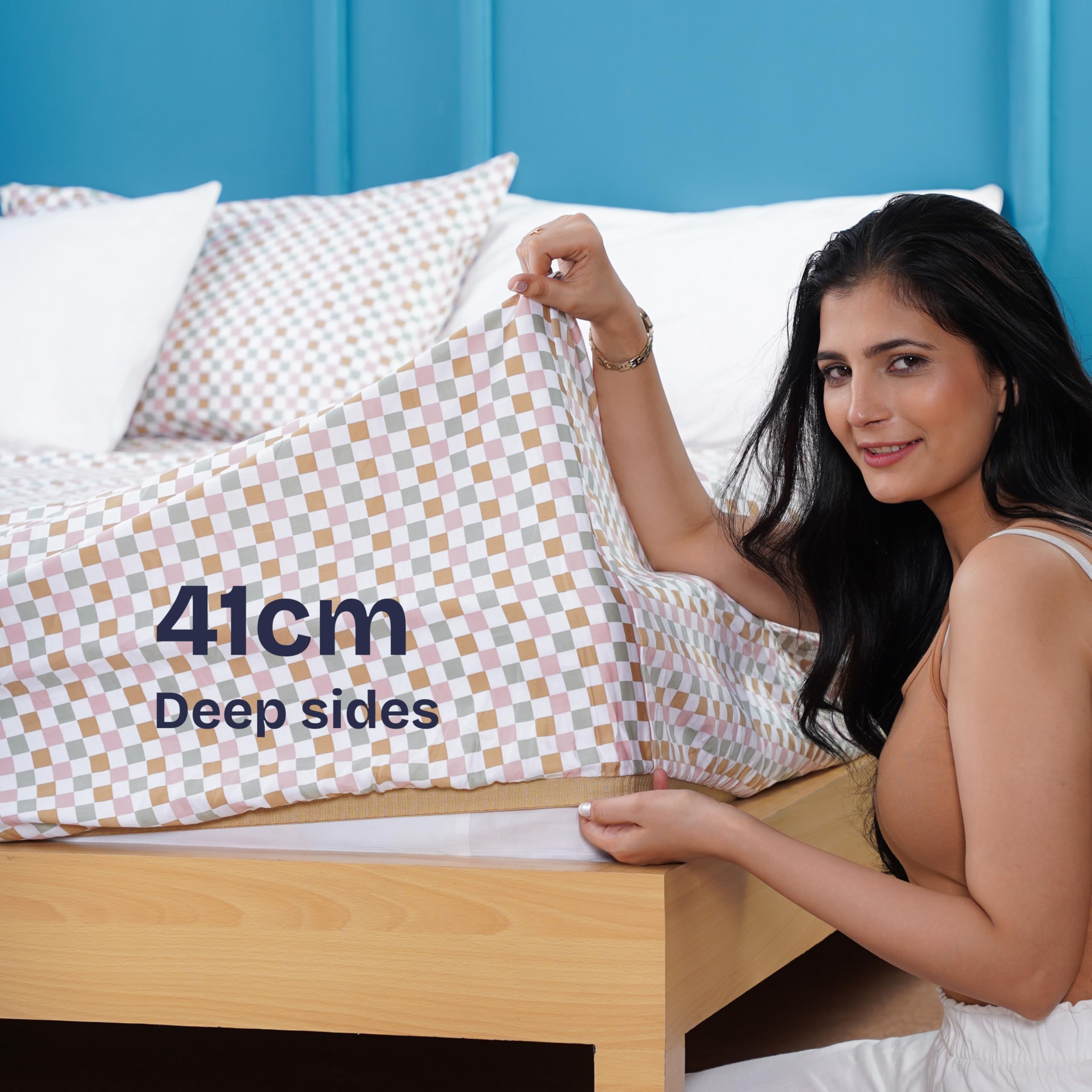 Sheet Story 100% Egyptian Cotton Double Fitted Sheet, 41cm deep, 400 Thread Count Fitted Bed Sheets Double - Image 2