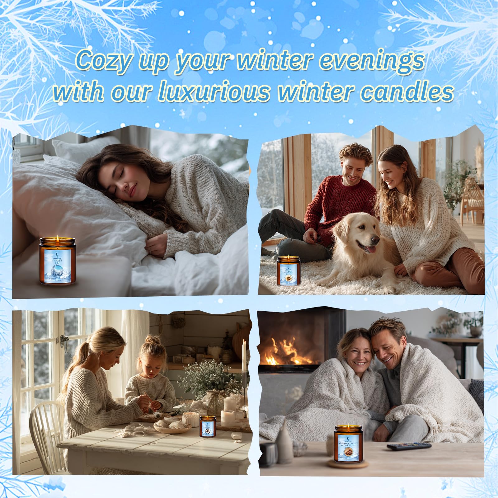 Fall Candles Set, 6 Pack Candles for Home Scented Natural Soy Wax, Autumn Gifts Set for Women Men, Fall Fragrance of Pumpkin/Cinnamon/Vanilla Cupcake/Apple/Harvest/Latte