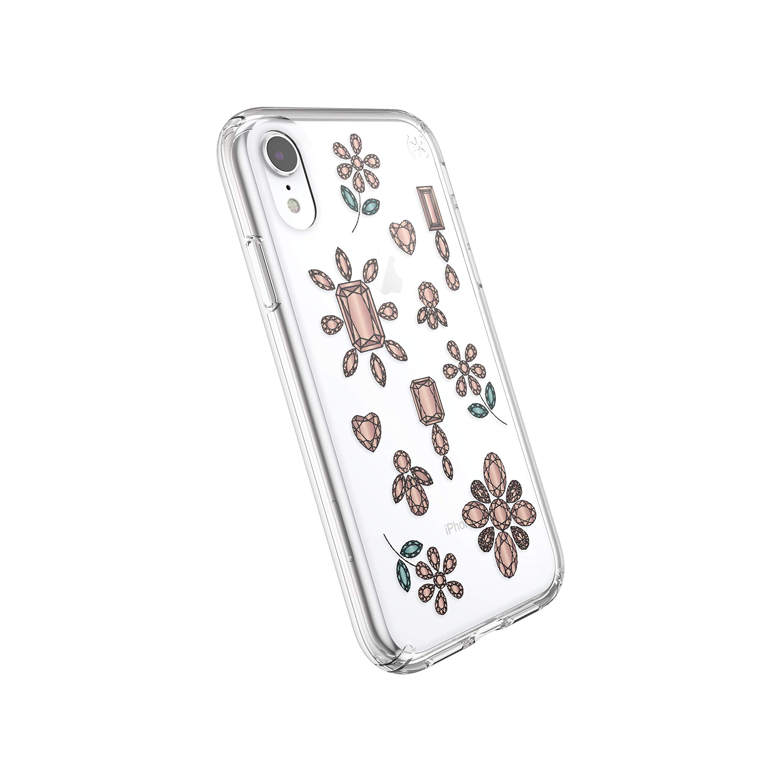 Speck Products Presidio Clear + Print iPhone XR Case, DancingDiamonds Peach Gold/Clear