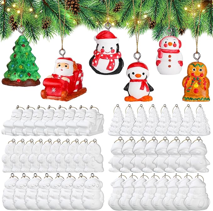 Syhood 48 Pcs Paint Your Own Ceramic Christmas Character
