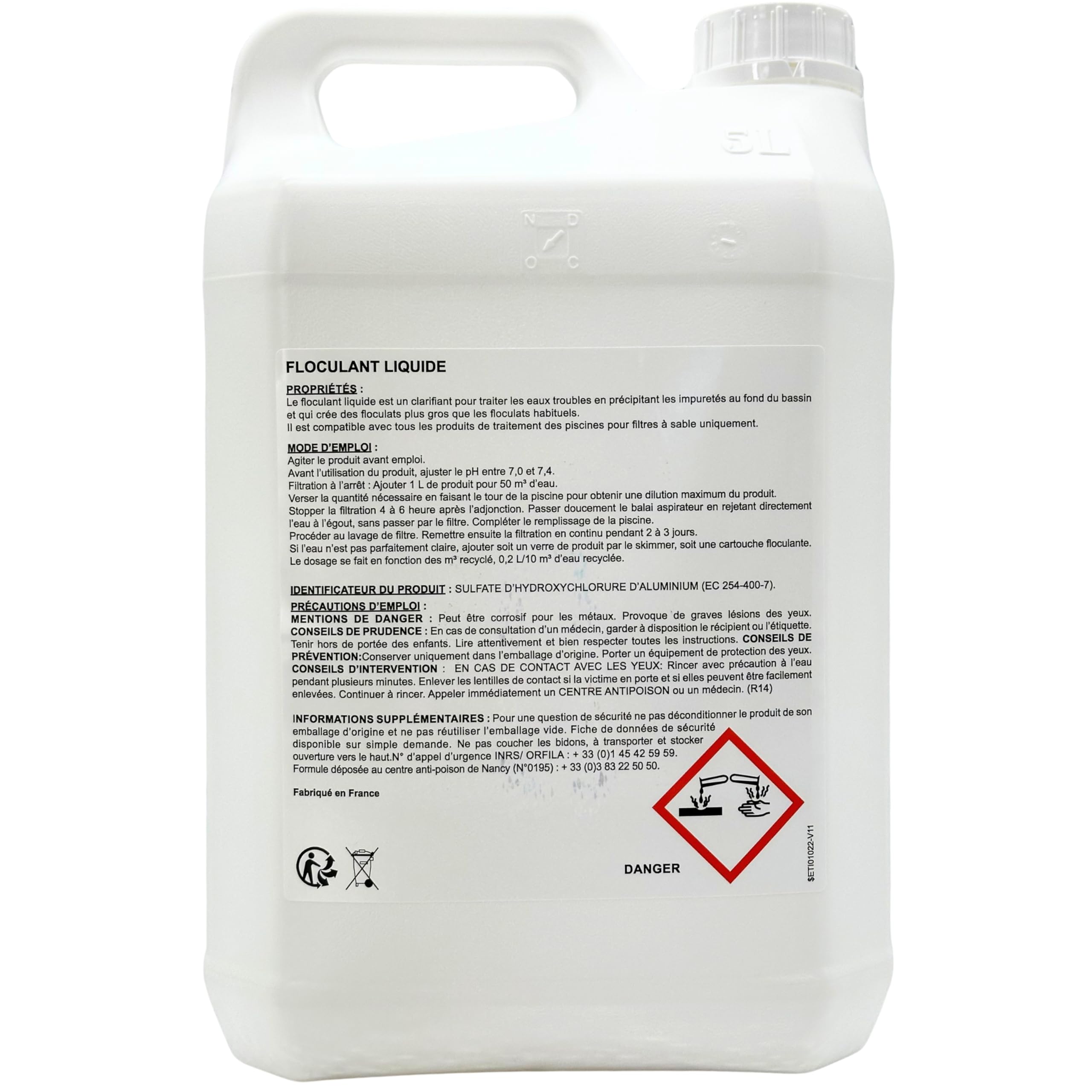 Bluvo Floculant Liquide Piscine 5L – Clarifiant pour Eau Trouble | Lutter Contre Les eaux Troubles | Produit pour Piscine | Fabriqué en France