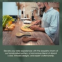 Vista 6 de ALWAYS AZUL POTTERY Soporte de cuchara de 9.5 pulgadas de largo en diseño de alce 3 y esmalte Moonscape – Accesorios de utensilios de cocina