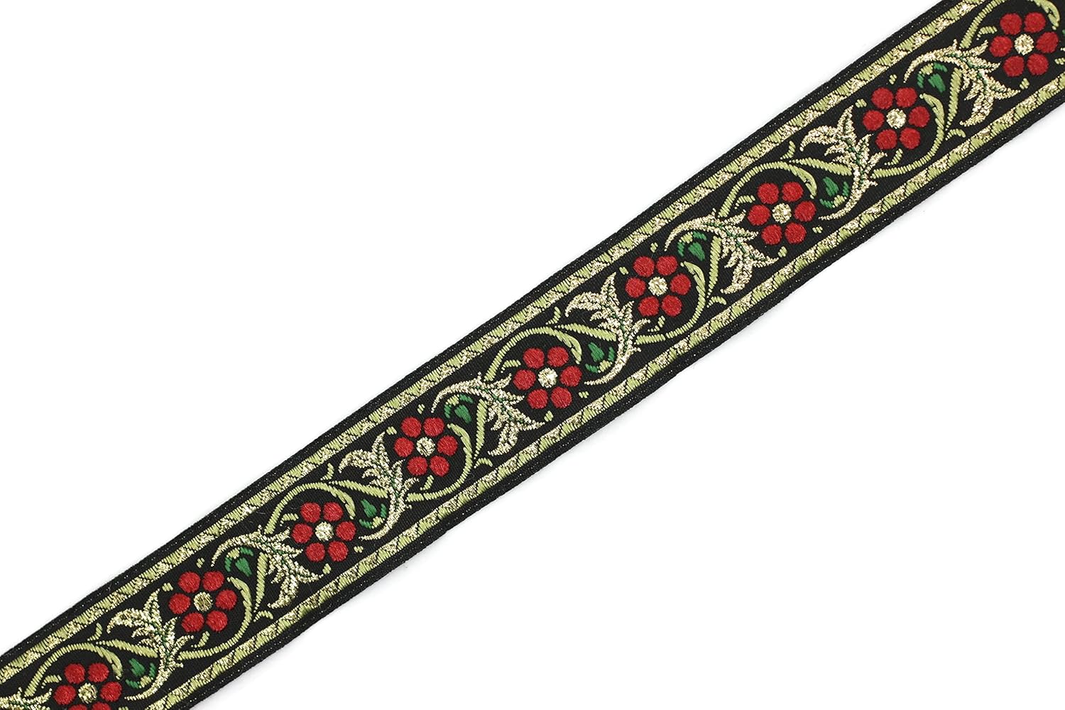 11 Yard Spool 0.86" Red and Metallic Gold Bavarian Floral Jacquard Ribbon Sewing Trim Upholstery Fabric Costume Drapery Making Trimming Ideas 22904