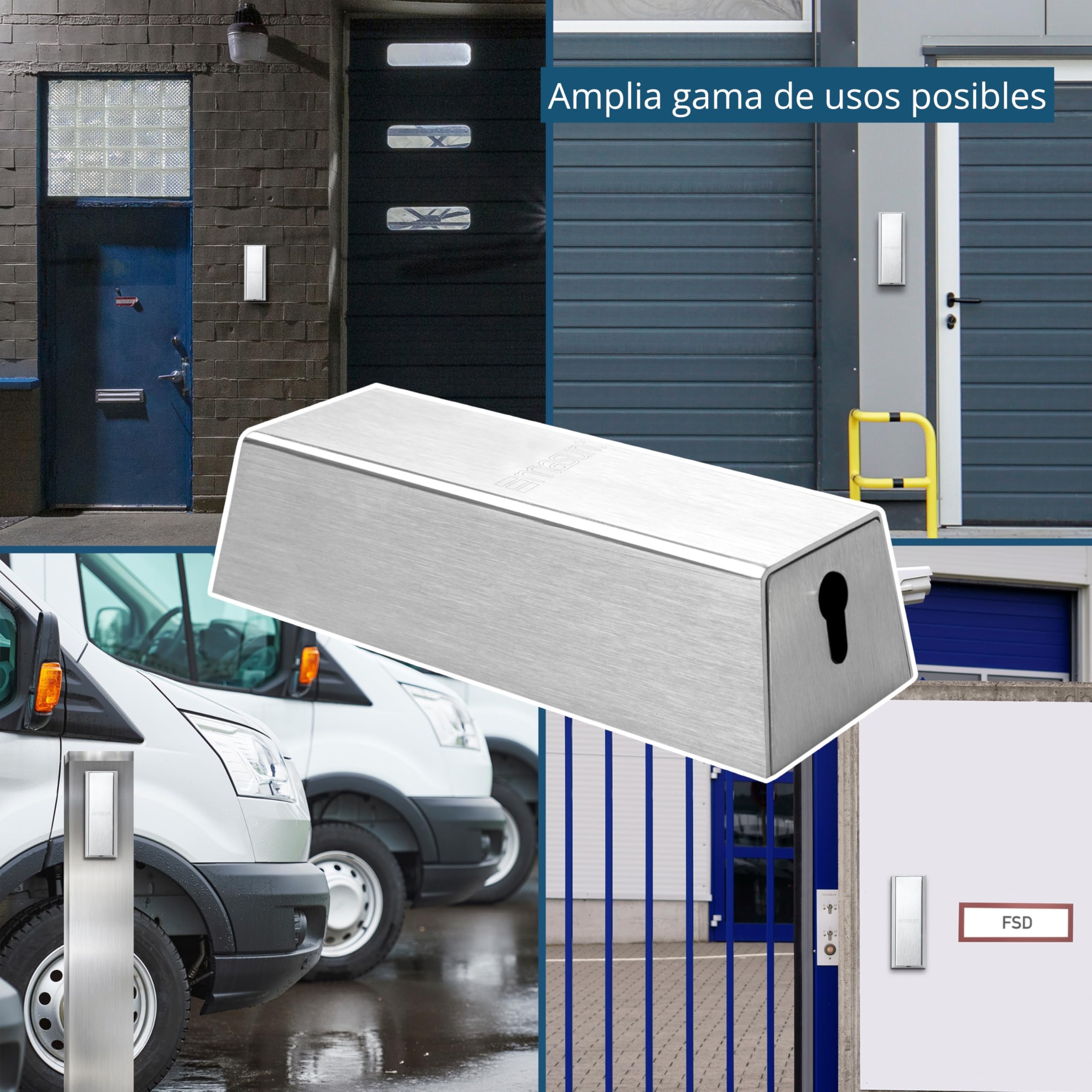 masunt Caja Fuerte de Servicio XL 640 - Caja Fuerte de Acero Inoxidable para Llaves, Resistente a la Intemperie, Extra Grande, preparada para semicilindro de Perfil Plata 271 X 103 X 66 mm