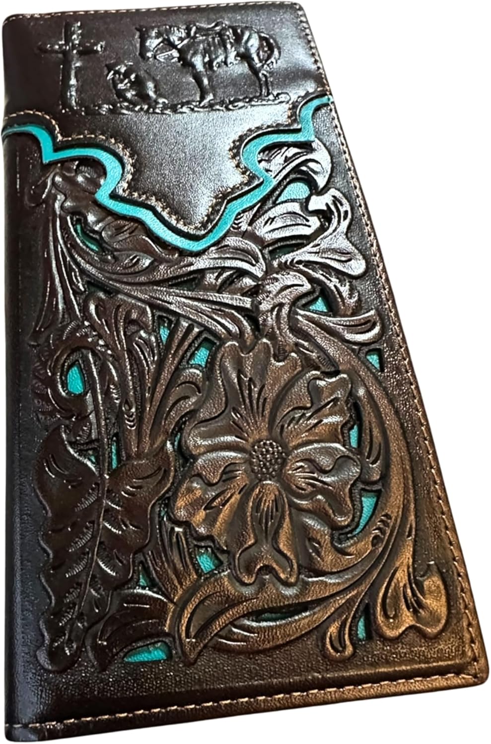 Amazon.com: Western Stakes Men’s Long Leather Wallet – Embossed Cowboy ...