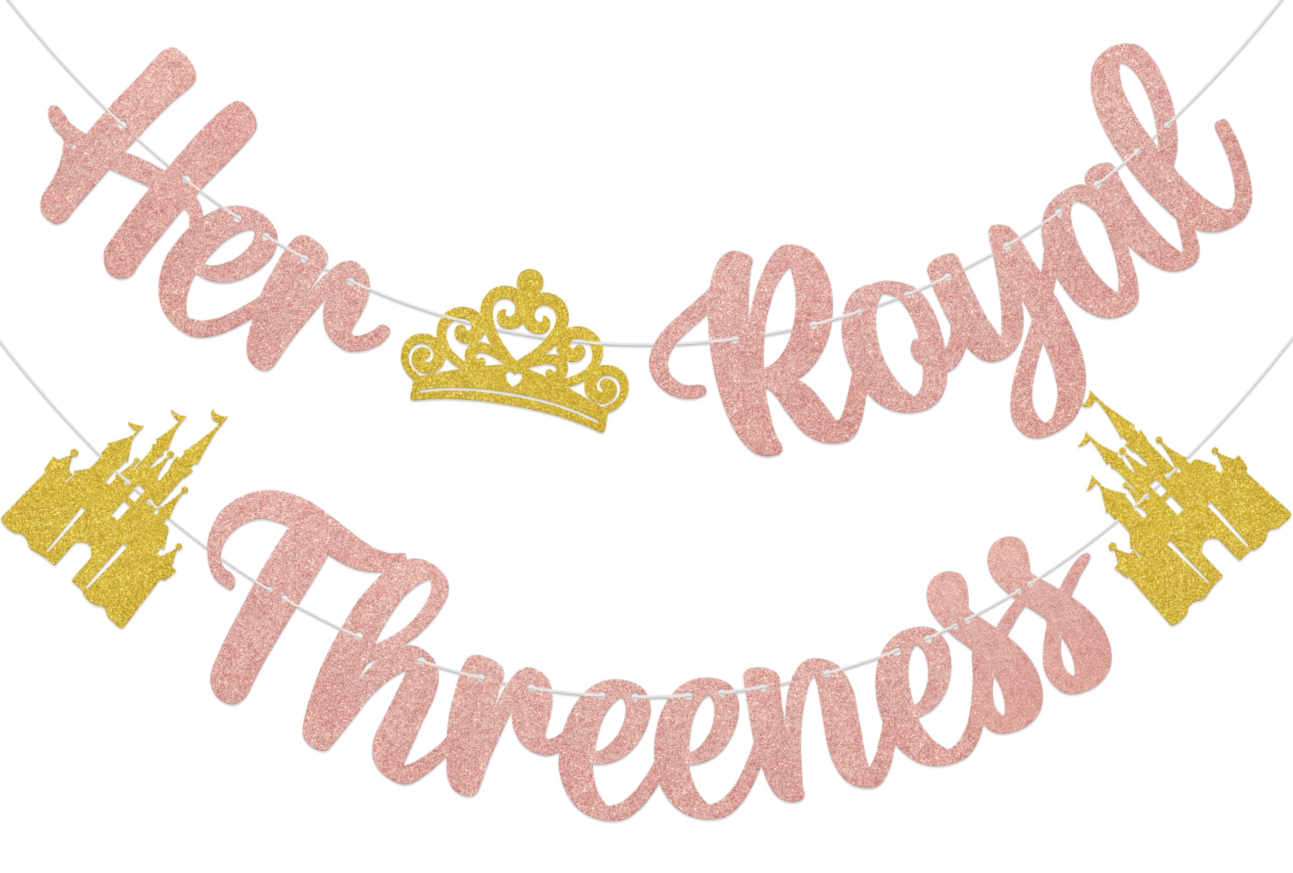 Aumccxz Her Royal Threeness Banner Princess 3rd Birthday Party Decorations 3 Year Old Birthday Decorations Girl Rose Gold