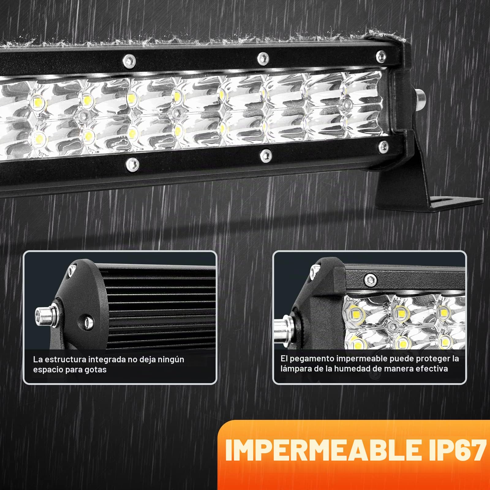 Willpower Barra de Luz LED Slim 61cm 24 pulgadas 180W + Soporte de Magnético + Arnés de Cableado 12V 24V IP67 Impermeable para 4x4 Tractor Coche Camion Barco Offroad, 6000K Blanco