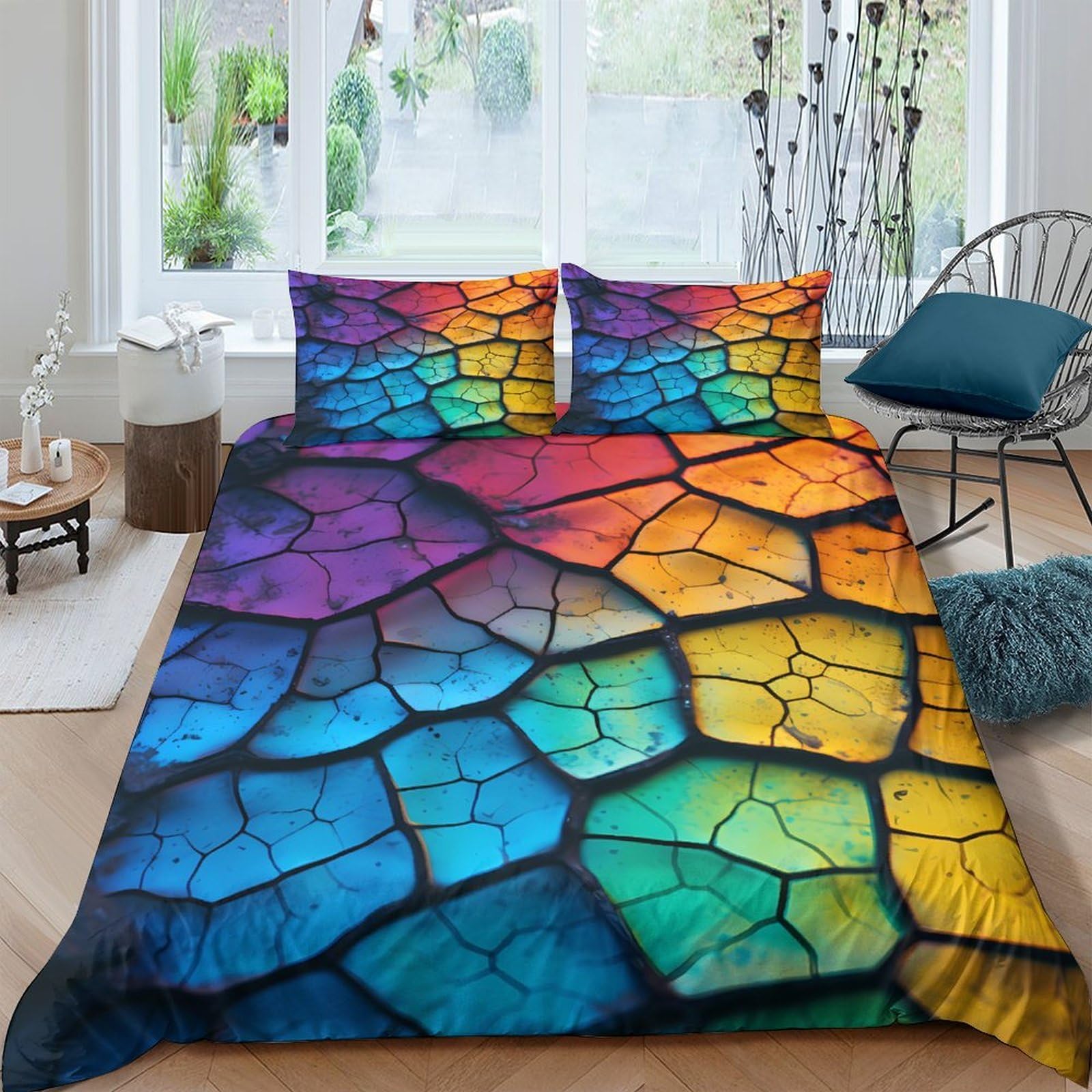 Microfibre linge de lit mosaïque 3D housse pour couette 140x200