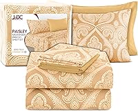 Vista 15 de LDC LUX Décor Colección - Juego de sábanas para cama de tamaño individual con estampado de cachemira – 4 piezas de sábanas de microfibra ultra