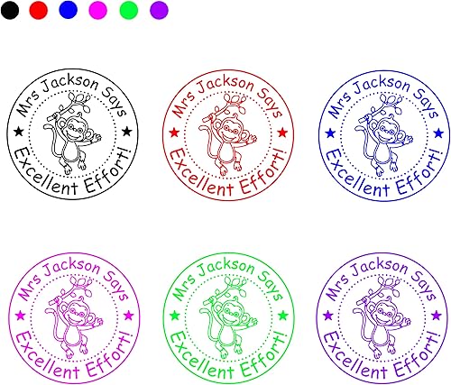 Miniatura 7 de StampsbyJoyce RFS1087 - Sello escolar personalizado con autoentintado con excelente esfuerzo, sello redondo con monograma, rojo, azul, negro, verde,