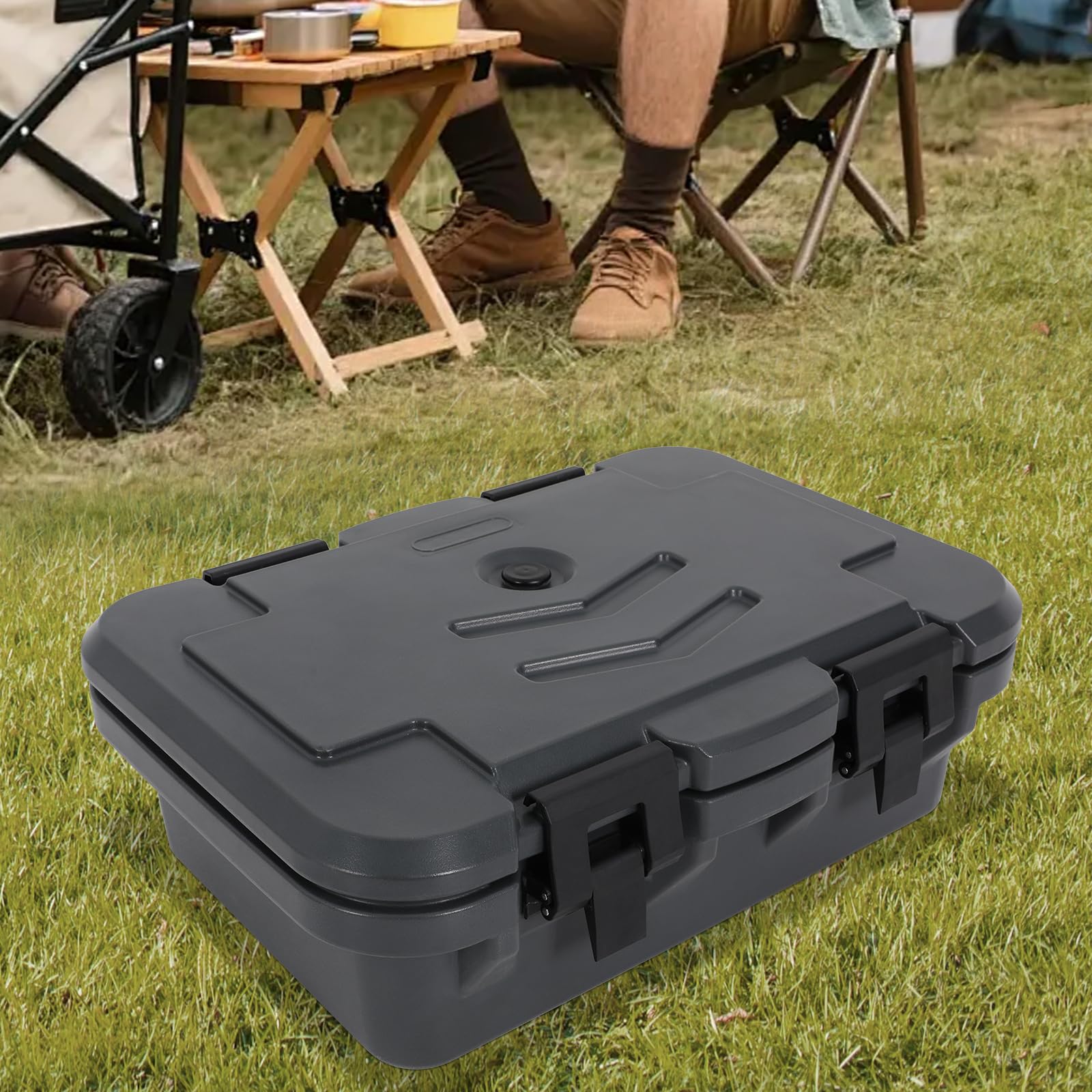 Thermobox - Contenitore refrigerante in polistirolo, 15 l, multifunzione, con fibbie di bloccaggio e coperchio, impilabile, per campeggio, buffet, picnic e trasporto alimentare (63 x 44 x 21 cm)