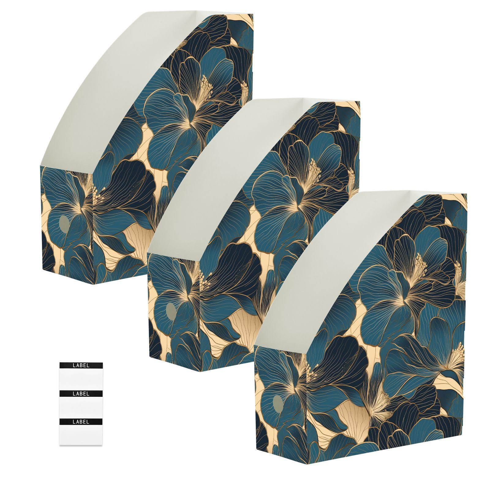 Organiseur de bureau pliable lot de 3 porte-revues floraux pour un rangement optimal