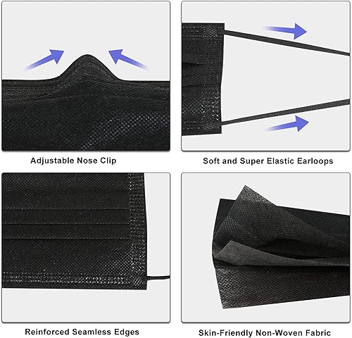 Miniatura 9 de akgk Mascarillas desechables de 100 unidades, máscara facial azul, máscara desechable de 3 capas con cintas elásticas para las orejas