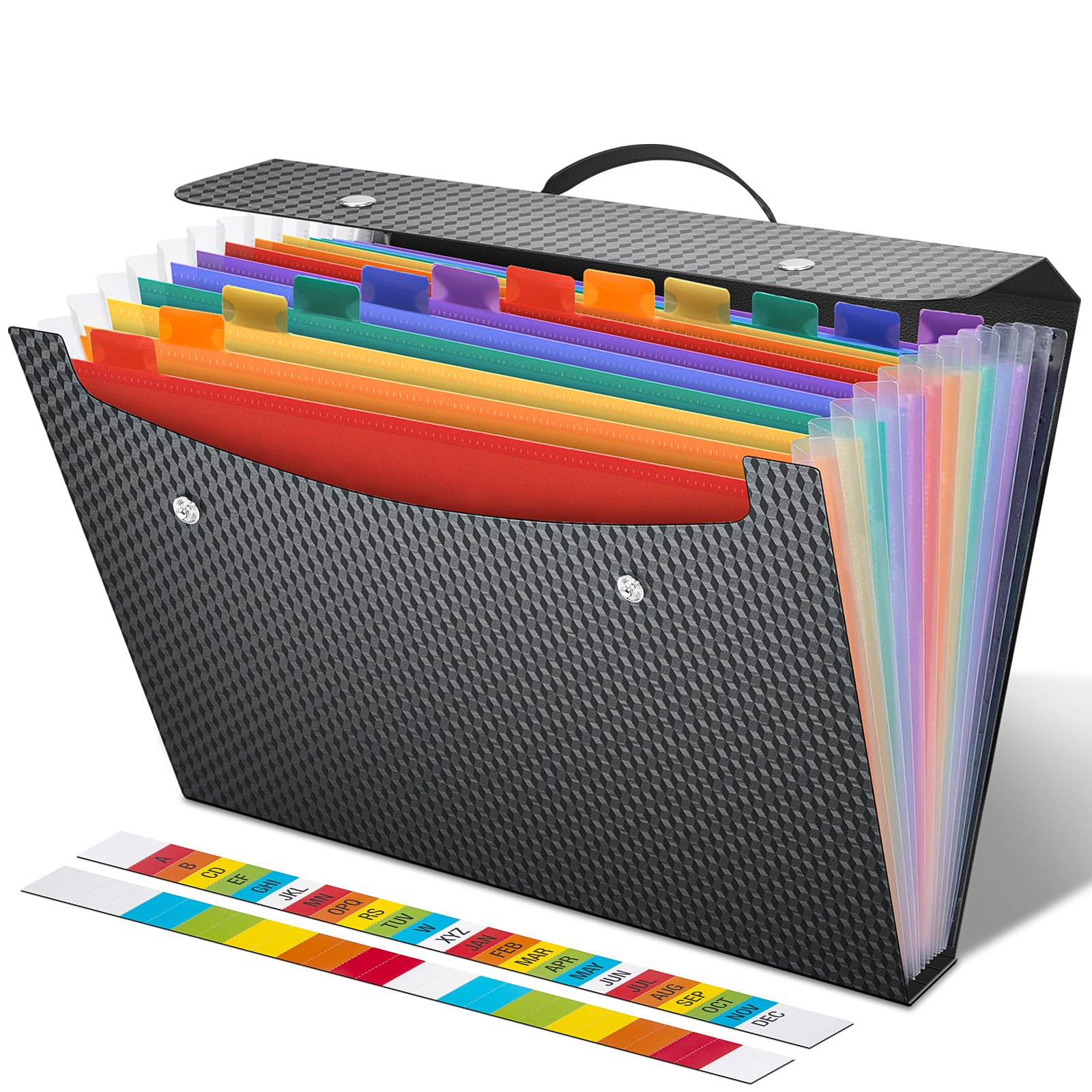 File Organiser with Handle,13 Pockets Expanding File Folders for Paperwork A4 Box Files,Document Organiser,Expandable Filing Boxes Document Folder,Concertina File Orgnisers for Paper and File Storage