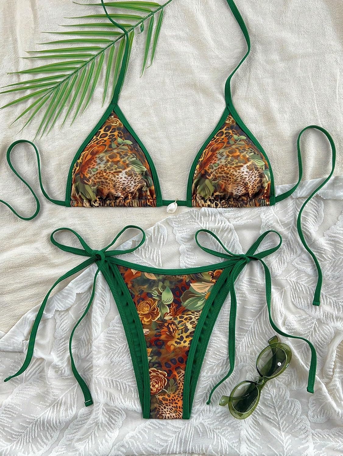 BYFINECANY Women's Floral Printed Bathing Suit Halter Paisley Summer Swimsuit Bikinis Set