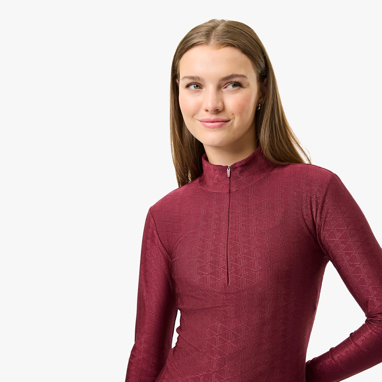 Lacoste Womens Monogram Print Half-Zip Top - Image 4