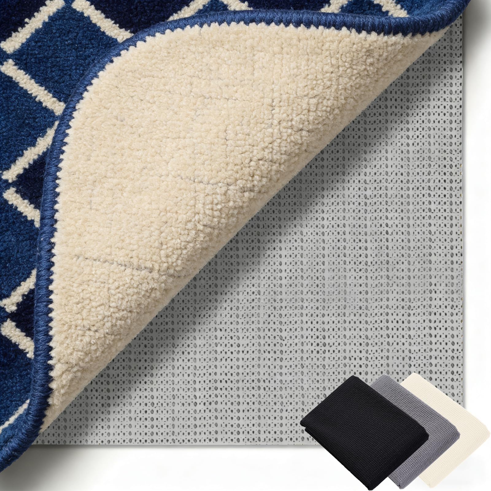 Antiscivolo Tappeto 220 x 290 cm Riutilizzabile, Inodore, Tagliabile, Lavabile e Personalizzabile Nelle Dimensioni, Sottotappeto Antiscivolo in PVC Perr Moquette, grigio marrone