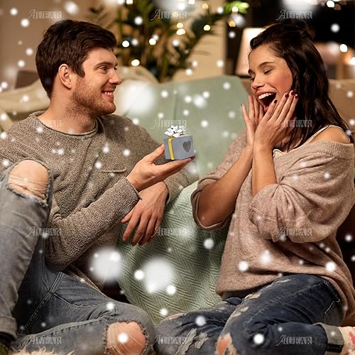 Miniatura 4 de AUEAR, Paquete de 50 cajas de regalo de papel kraft con ventana de corazón de plástico transparente de 2 x 2 x 2 pulgadas, cajas de regalo grises