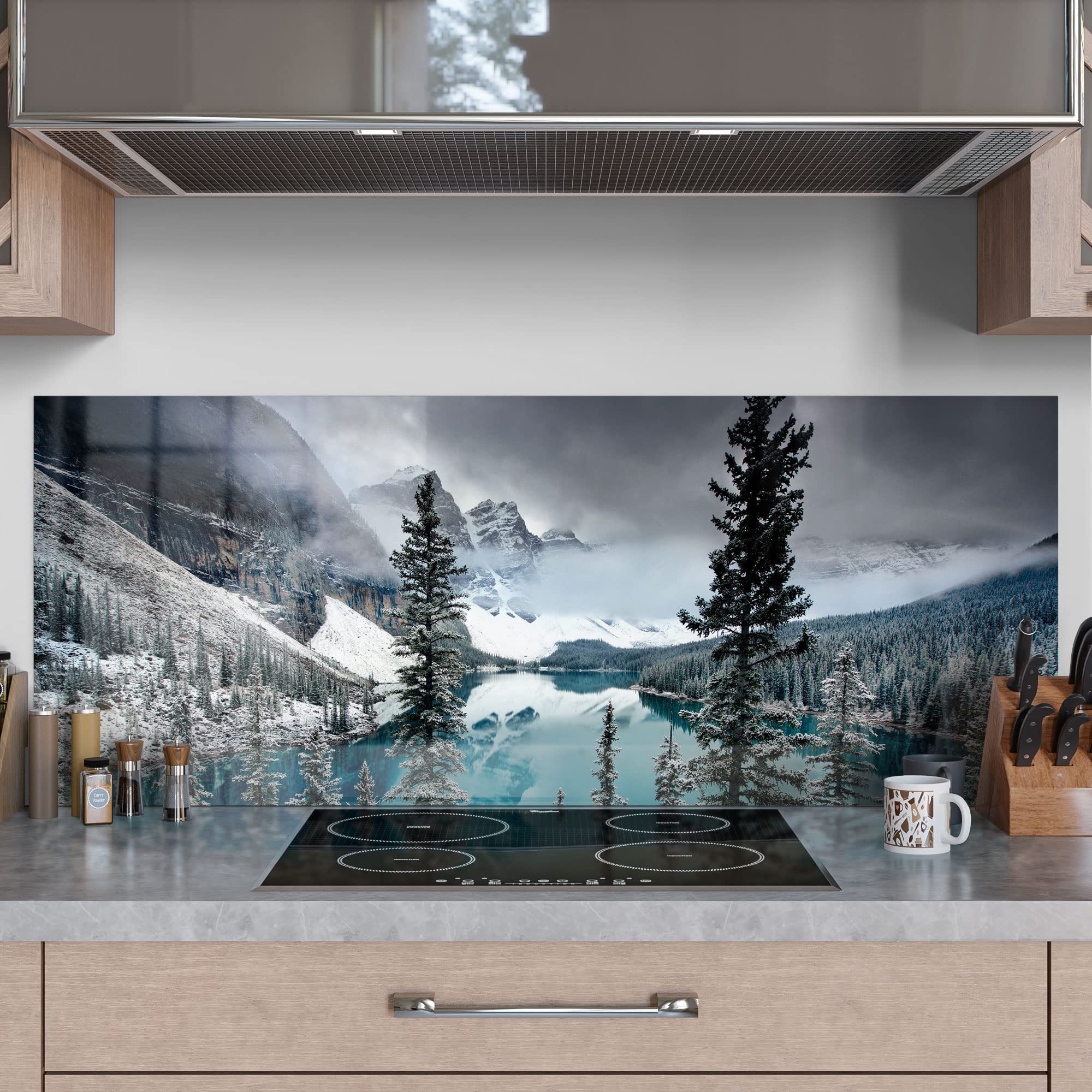 DEQORI Glas-Rückwand Für Küche & Bad – Motiv Hochschnee Landschaft, 60x40 Cm, Spritzschutz Mit 3D-Effekt