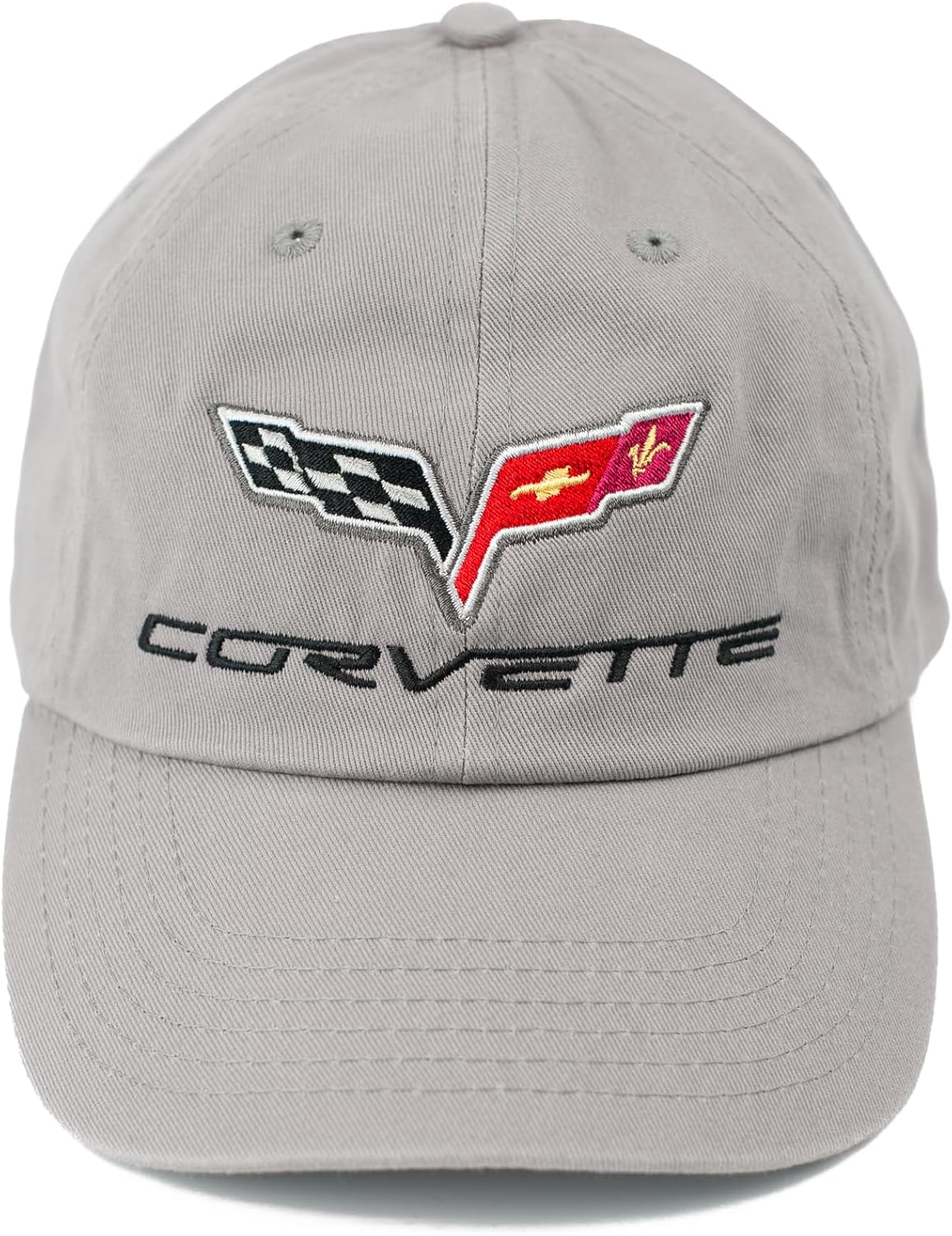 Cap for C6 Corvette, Grey/Black/Pink Hat with Embroided Flag Logos