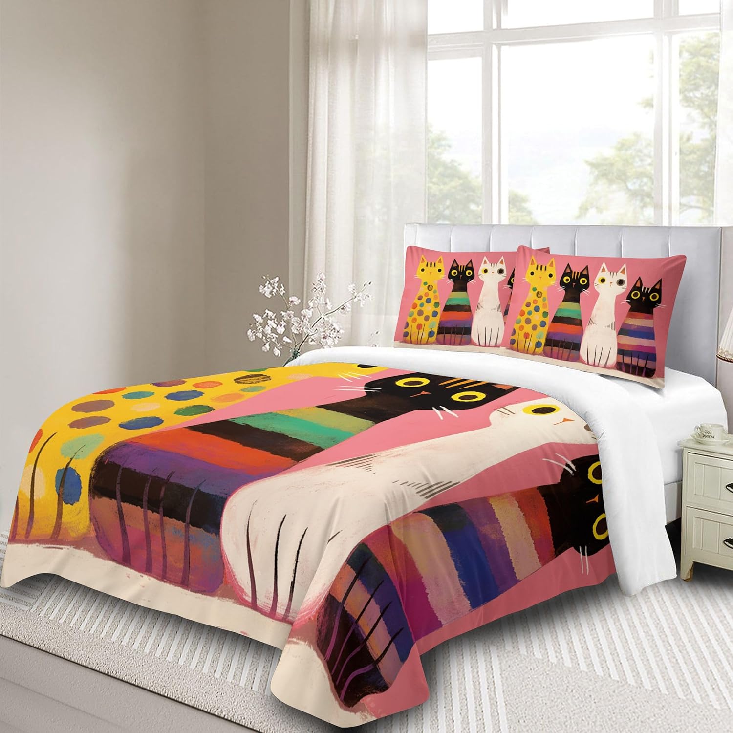 duvet cover sets double 135x200 Cat - white super king duvet cover set Plain dyed finish with minimal style, suitable for adult bedrooms, dorms, or Airbnb spaces 4 81e5Fkz +cL. AC SL1500