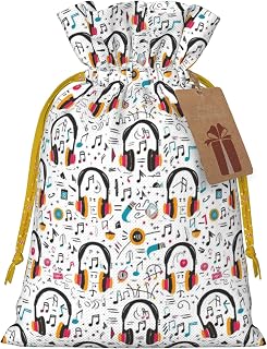 Hekroxu Gift Bag Reusable Wrapping Bag For Holiday Party,Headphones And Music Icons (2)