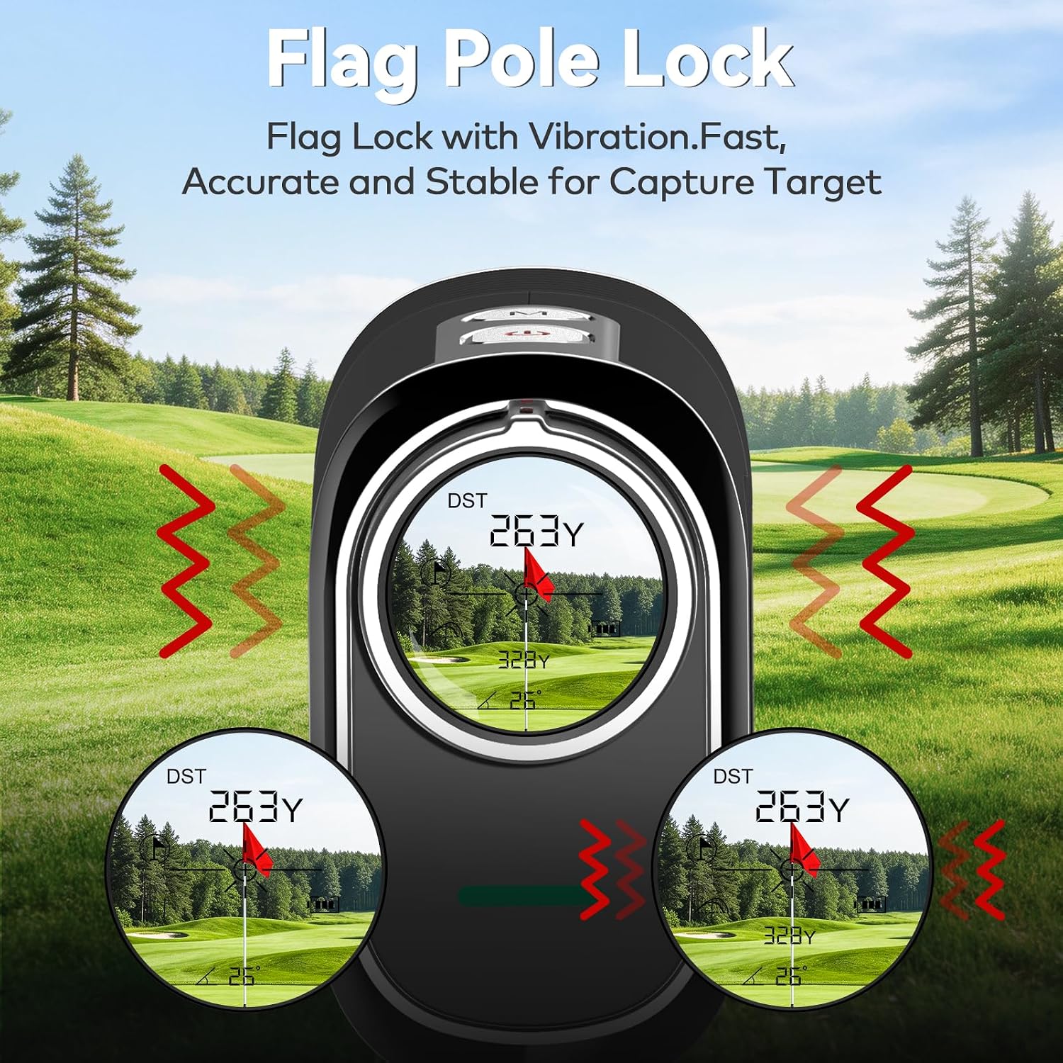 MOESAPU Golf Range Finder with Slope, 1200 Yards Golf Rangefinders with Magnetic Strip and Rechargeable Battery, Pin Lock Vibration, High Transmittance LCD, Golf Accessories for Golfers