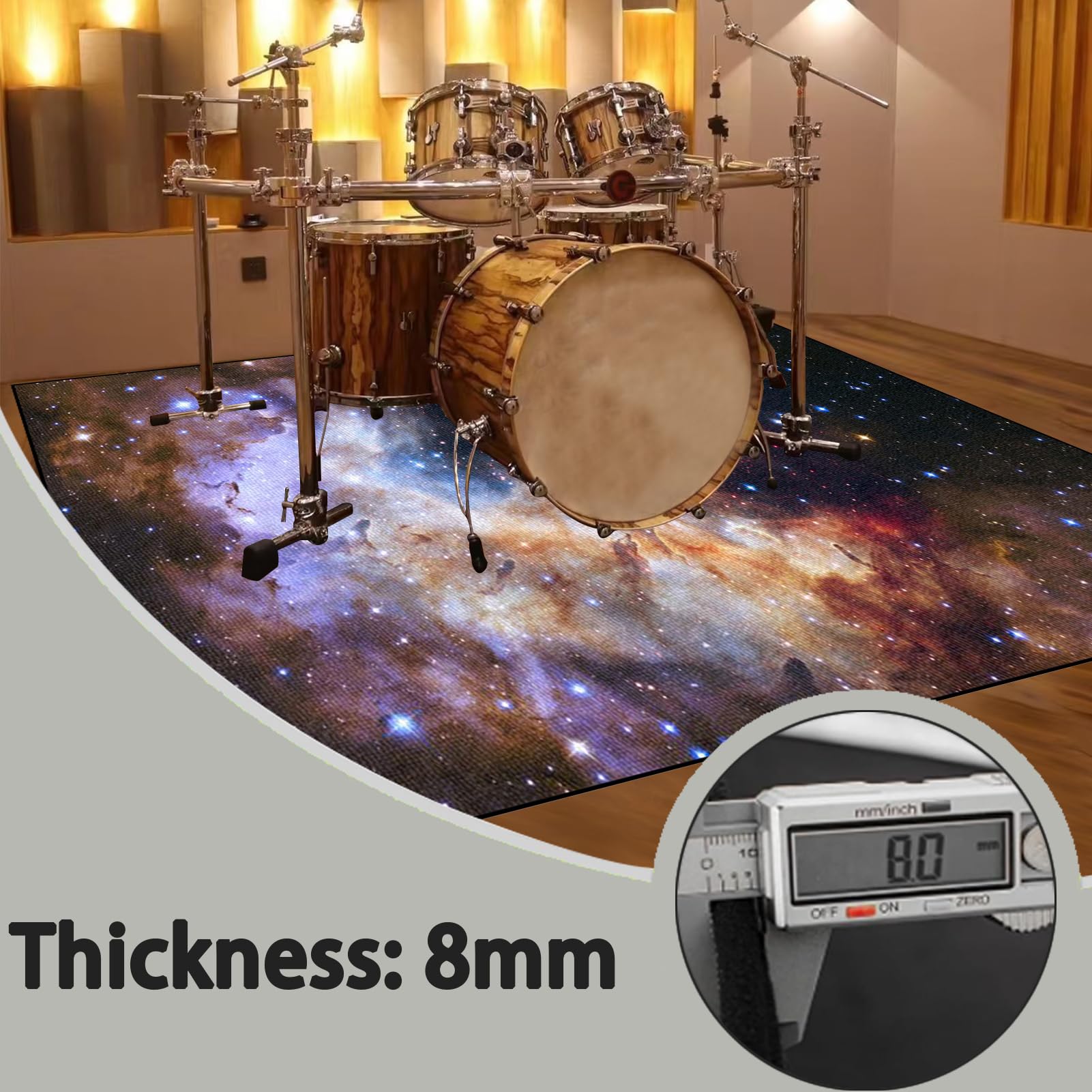 Dywan z baterią akustyczną, dźwiękoszczelny dywanik z baterią, elektroniczny dywanik do bębna basowego, antypoślizgowy do bębna basowego i innych elementów zestawu dywaników do dywanika 120 x 90 cm