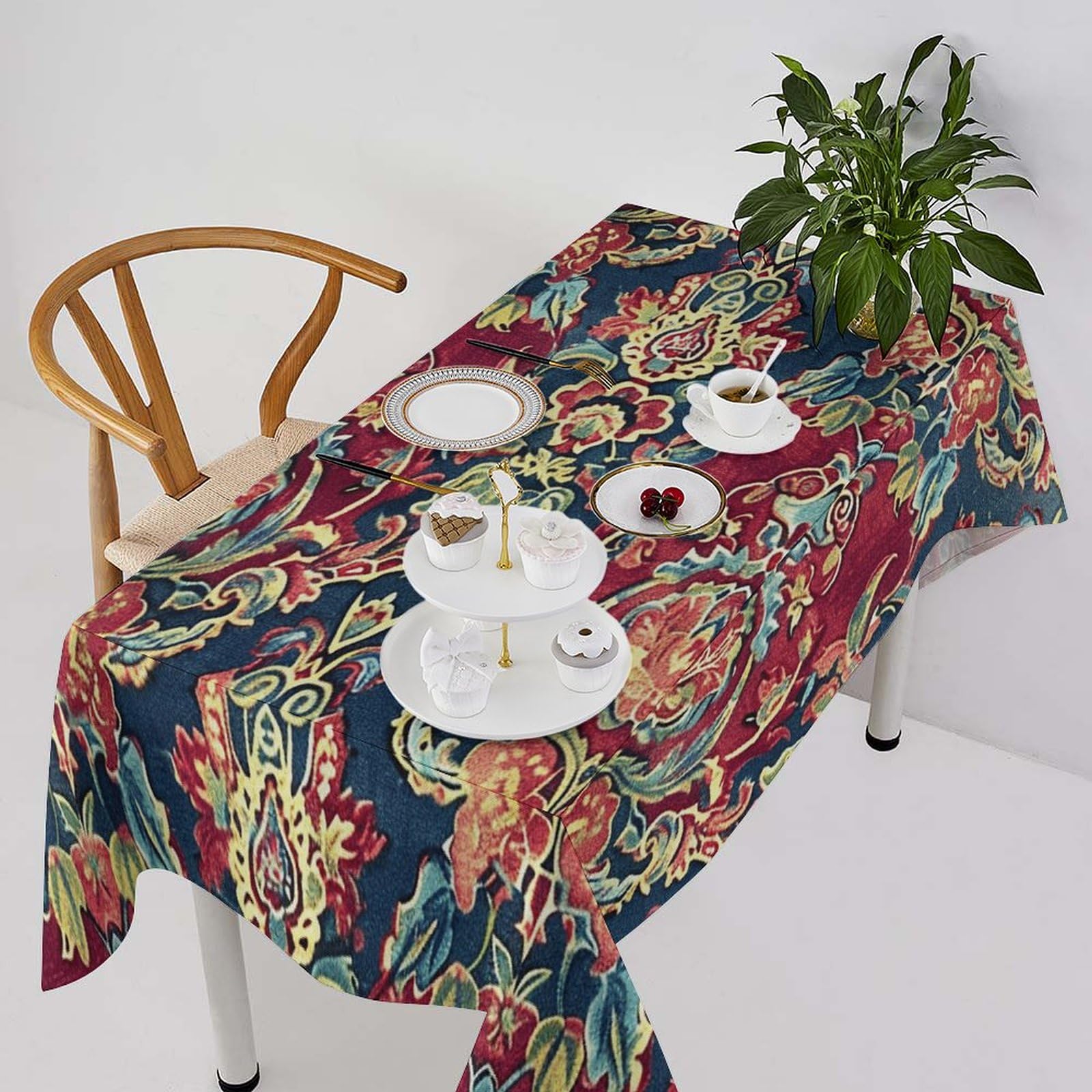 Nappe lavable rectangulaire à pois nappe de cuisine anti-tache efficace