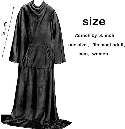 Miniatura 5 de Manta de trabajo desde el hogar, con botón de presión, mangas y bolsillo de canguro para adulto, manta cómoda para abrigo, gran regalo para hombre,