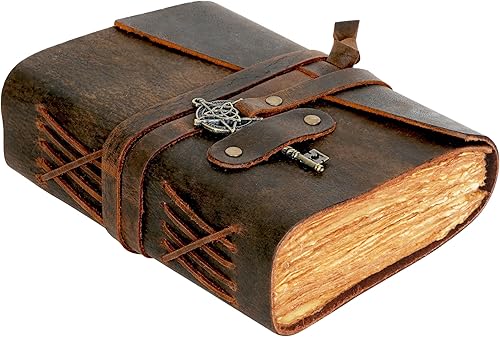 LEATHER VILLAGE Diario vintage encuadernado en cuero para mujeres y hombres, 7 x 5 pulgadas (A7), marrón moca rústico, 200 páginas de bordes