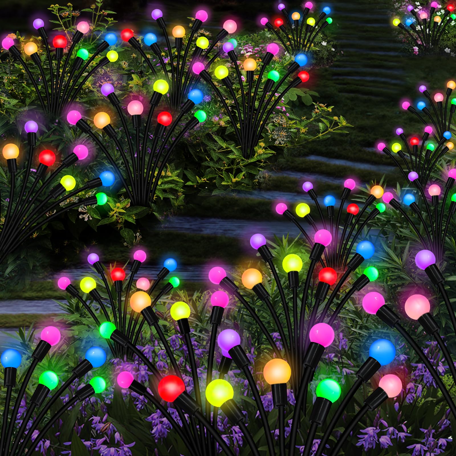 Luci solari da giardino per esterni, confezione da 60 luci solari a LED, impermeabili, ondeggiano dal vento, luce solare oscillante per cortile, patio, cortile, giardino, aiuola, vialetto, decorazione