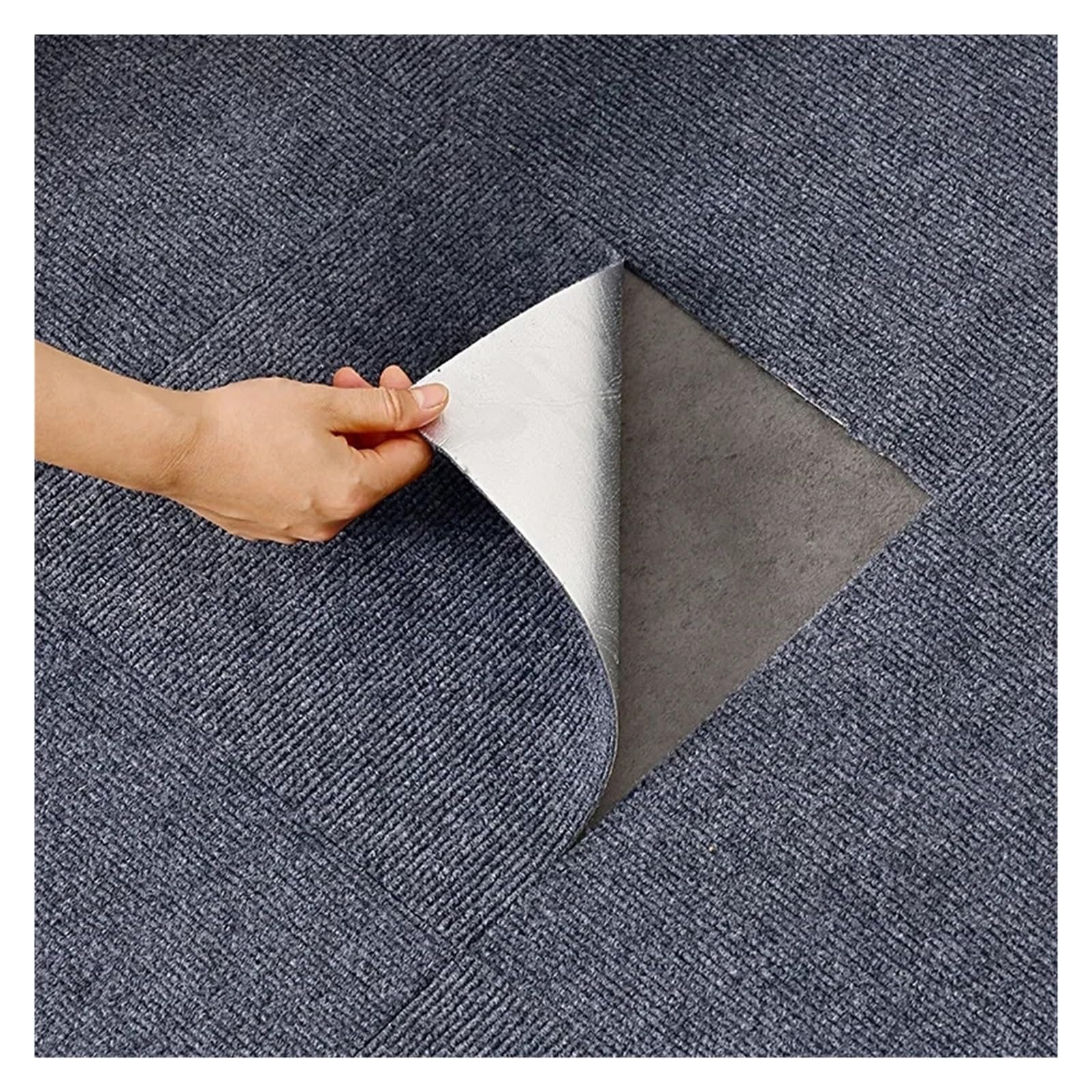 Moqueta Adhesiva Alfombra autoadhesiva for suelo, baldosas, pegatinas cuadradas, tapete despegable y pegable, ideal for cocina, comedor dormitorio(Gray and Black,40PCS)
