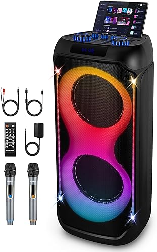Máquina de karaoke GPSK28-1 con subwoofers duales de 8 pulgadas, altavoz portátil para adultos, compatible con tarjeta BluetoothTWSUSBFMTF, sonido
