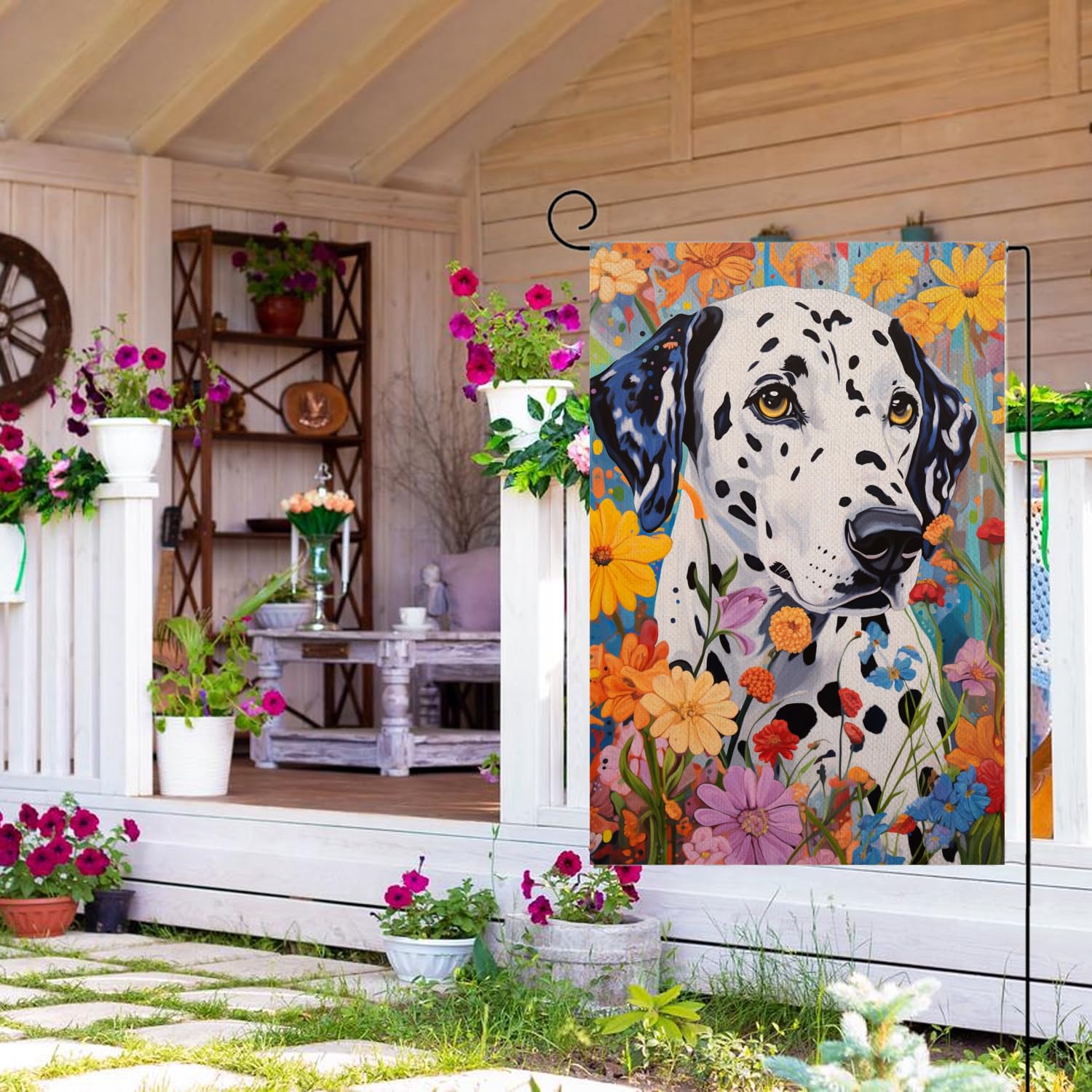 TopPacific Dackel-Gartenflagge – Doppelseitig, 30,5x45,7 Cm, Aus Leinen – Mit Blumenmotiv Für Terrasse, Garten & Hof
