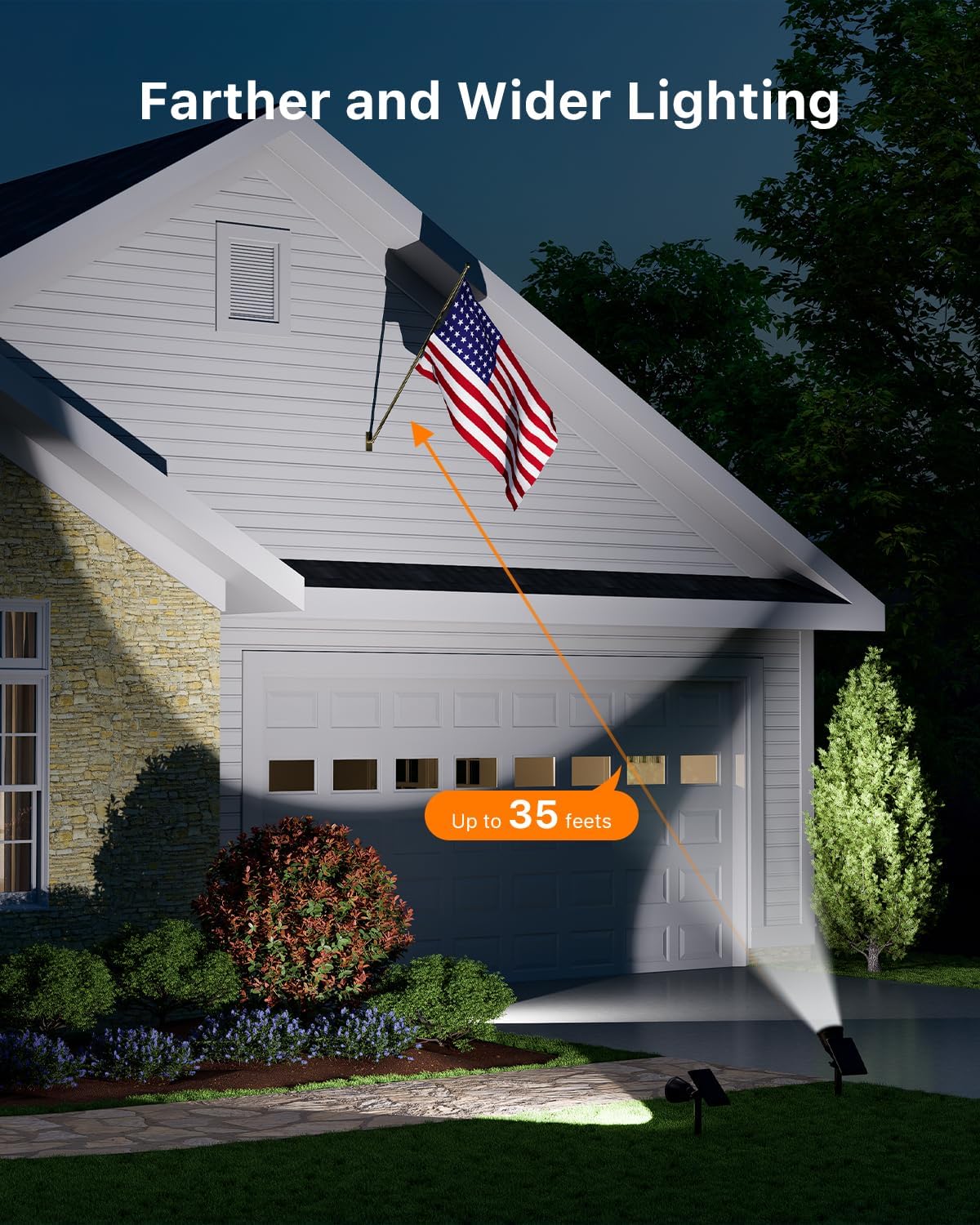 4 Pack Solar Powered Spotlights Outdoor Waterproof for Tree, Flag, House, Ground Landscape Bright Sunset Spot Lights for Outside Yard, Garden, Lawn, Driveway with Adjustable Lamp & Panel, Cool White
