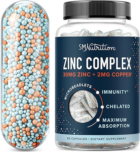 Suplemento de zinc con microperlas con cobre para apoyo inmunológico | Bisglicinato de zinc altamente absorbible y orrotato con 2 mg de cobre