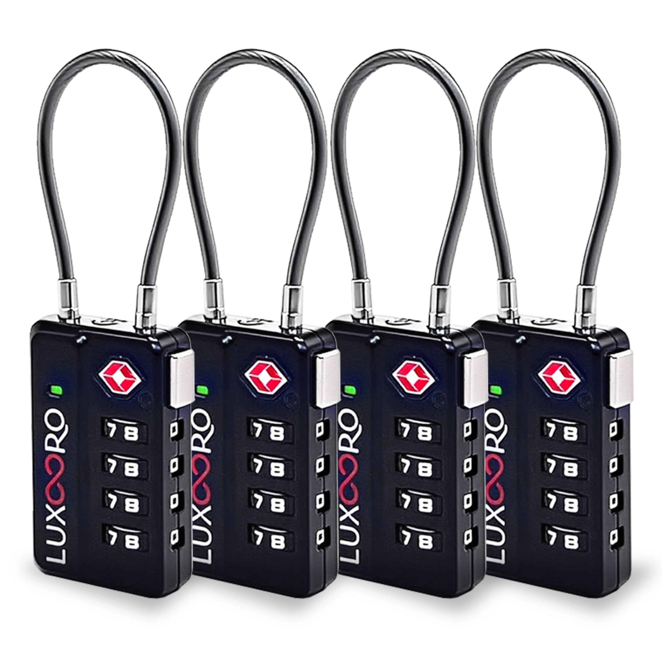 LUXOORO Tool-Less TSA Approved Luggage Lock with Alert Indicator, 4-Digit Resettable Combination, Durable Zinc Alloy Travel Locks for Suitcase,
