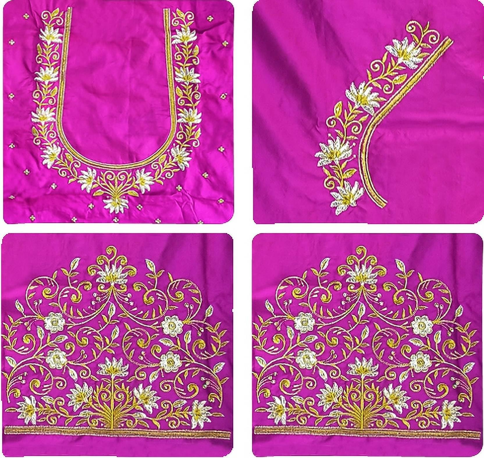 Trendy Women Art Silk Unstitched Blouse Piece (Flower-Purple)-picture-33