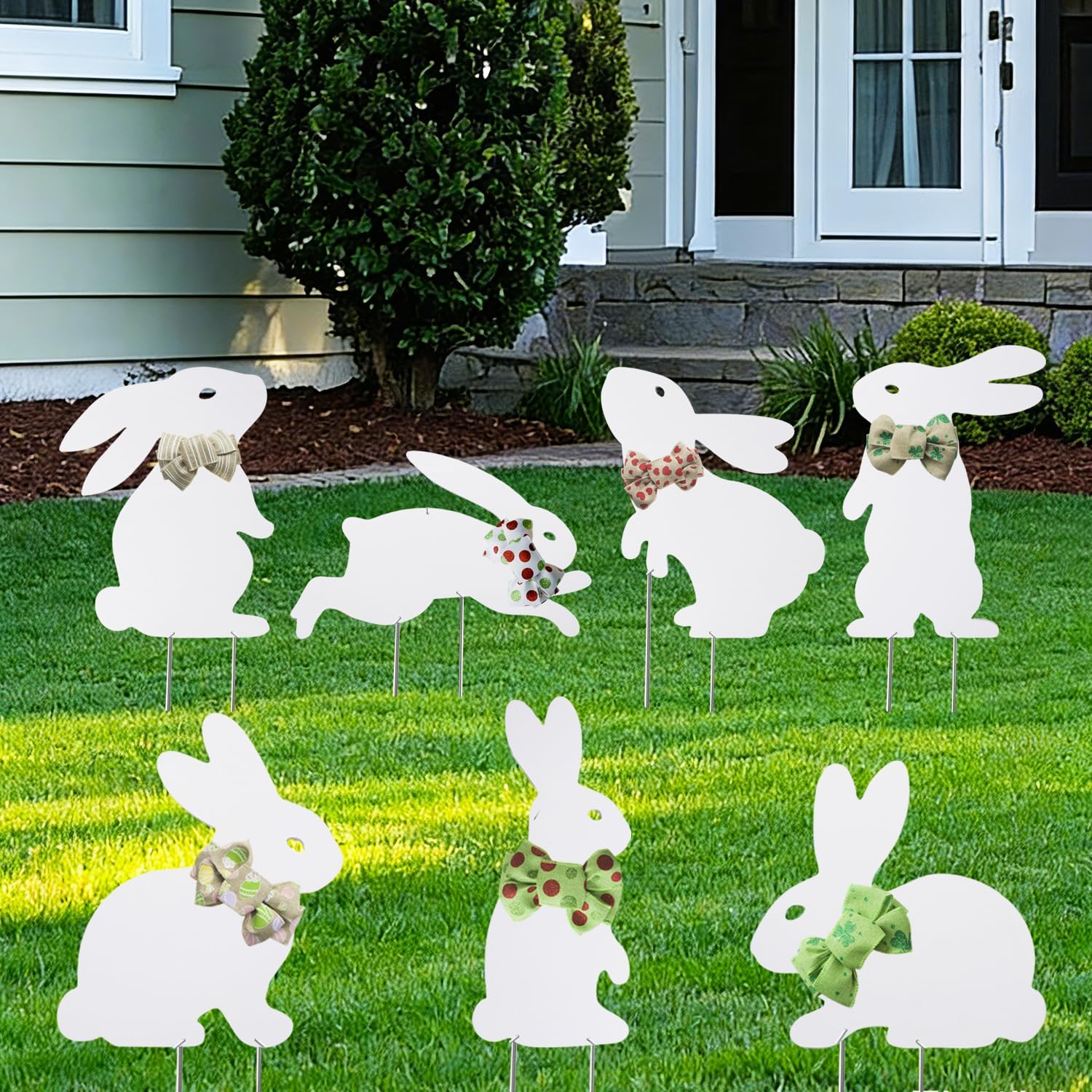 7-Pack Premium Easter Bunny Yard Signs – Durable, Weatherproof PVC Outdoor Decor with Metal Stakes for Garden, Lawn & Easter Party (7)