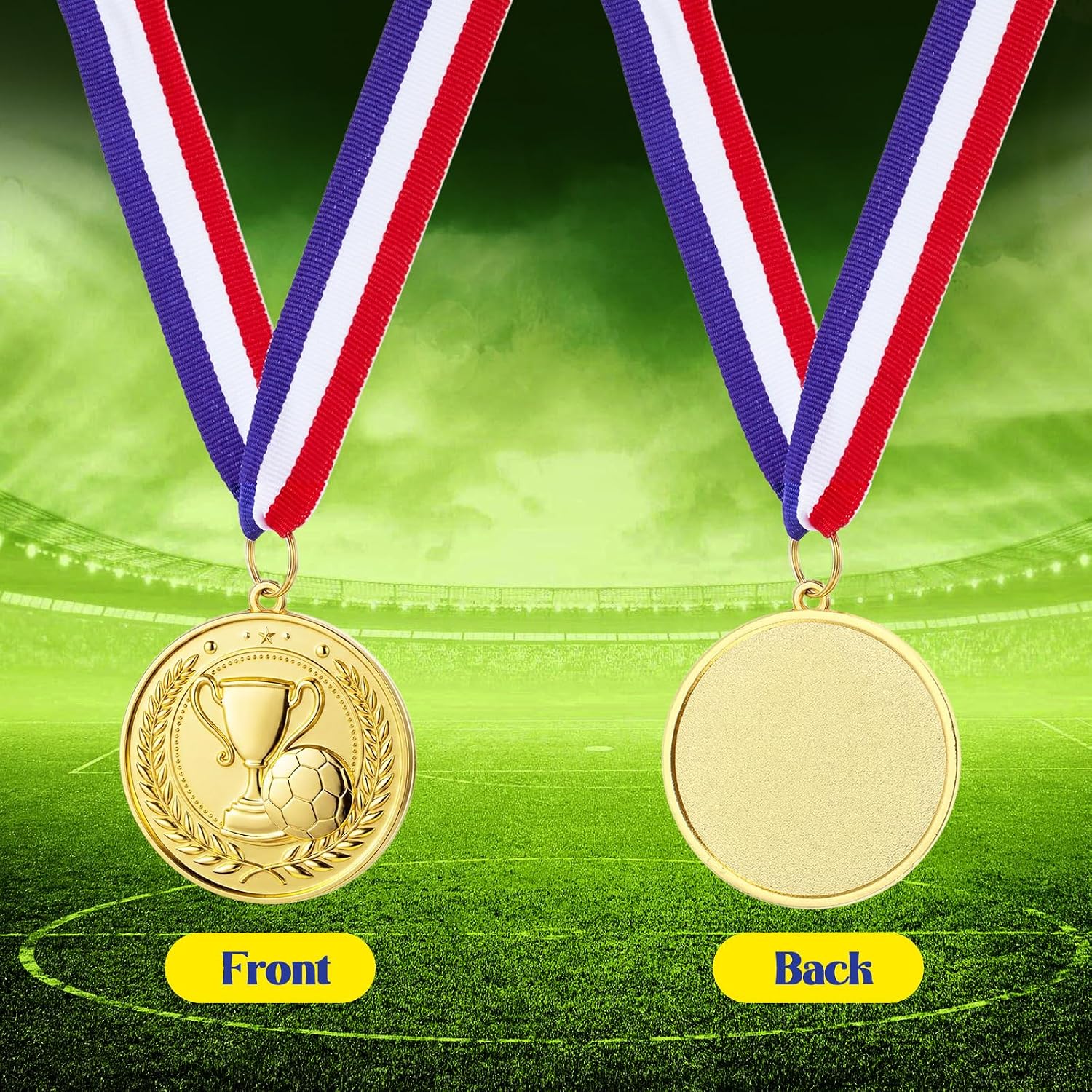 Quelay Gold Award Medals 2 Inch 1st Place Metal Winner Award Medals with Neck Ribbons Prizes for Participation Competitions for Soccer Baseball Basketball Golf