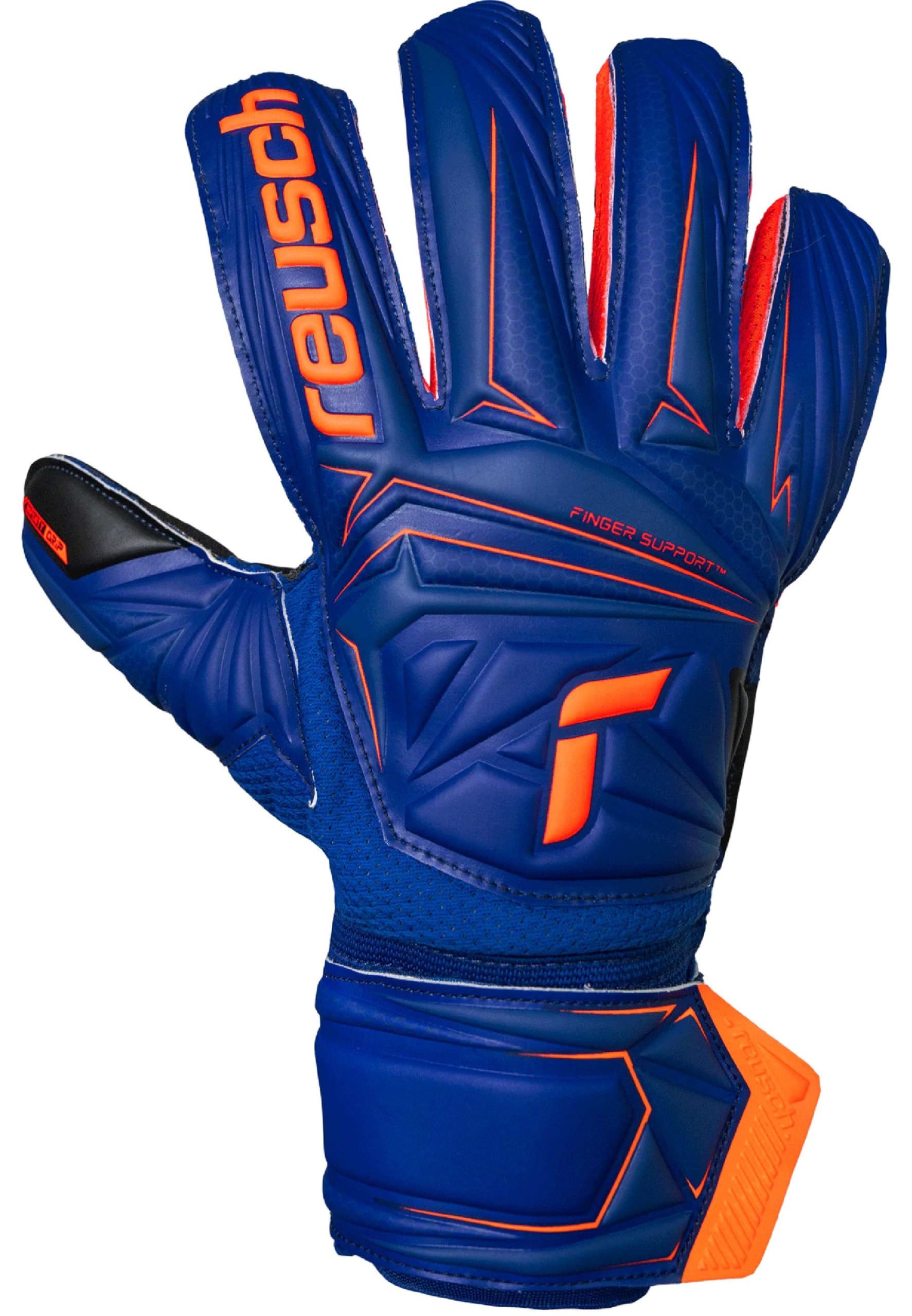 Reusch Guanti da portiere per adulti | Protezione delle dita | Ottima presa | durevole, allenamenti e partite, erba sintetica, naturale e campi in terra battuta, Taglie 8-11, Attrakt Infinity Finger Sup.