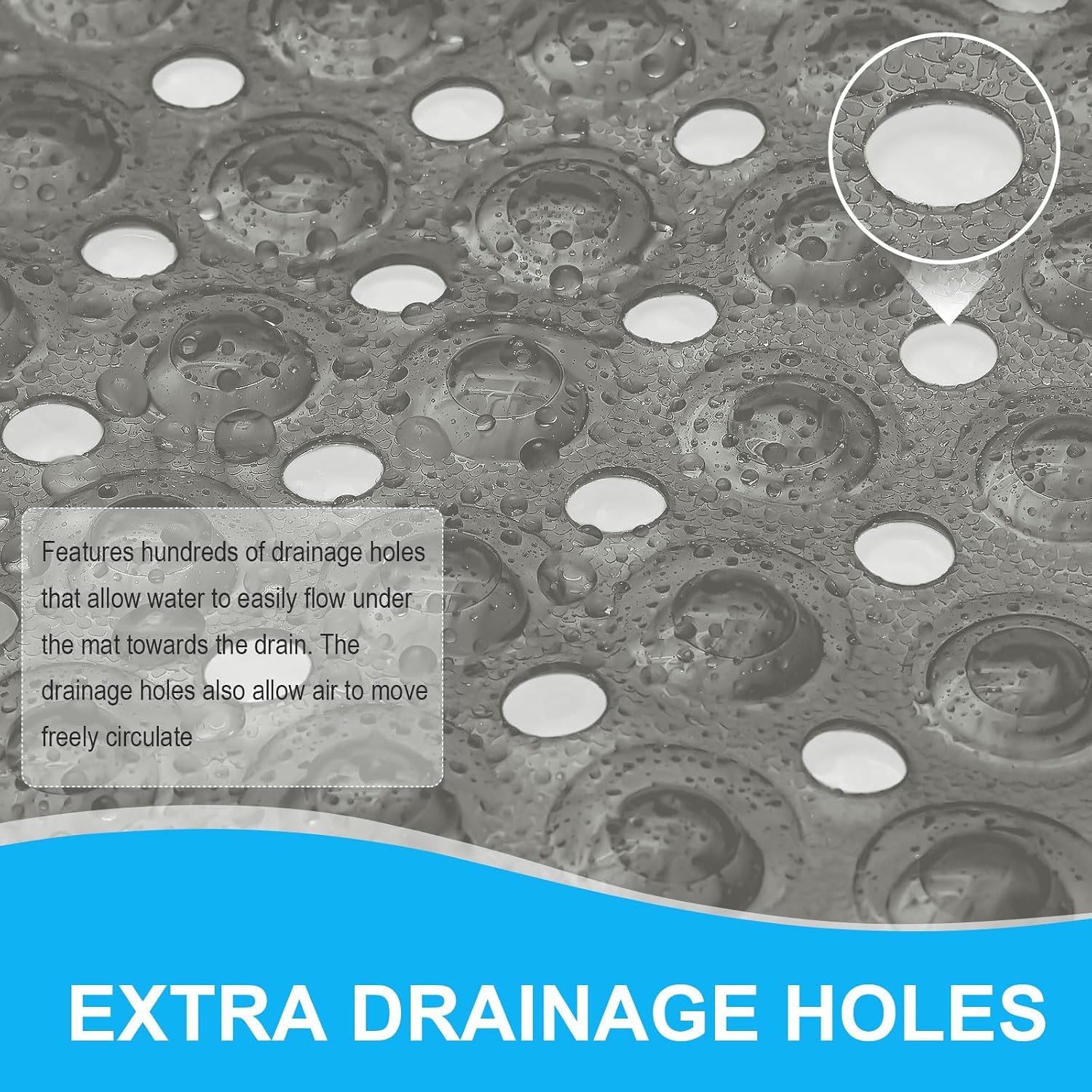 Arotive Bath Tub and Shower Mats, Extra Long Non-Slip 39 x 15 Inch Bath Mat with Drain Holes and Suction Cups, Bath Mats for Inside Shower, Machine Washable, Bathroom Essentials, Light Grey