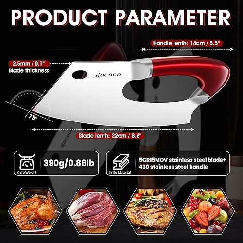 Miniatura 5 de Juego de cuchillos de chef de 3 piezas para cortar carne, cuchillo de chef serbio con fundas para cocina, al aire libre, barbacoa, camping,